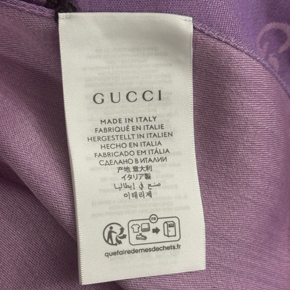 GUCCI Made In Italy Wool Silk Blend Luxury Logo Scarf Lilac 18in W x 71in L NWT - Picture 9 of 15